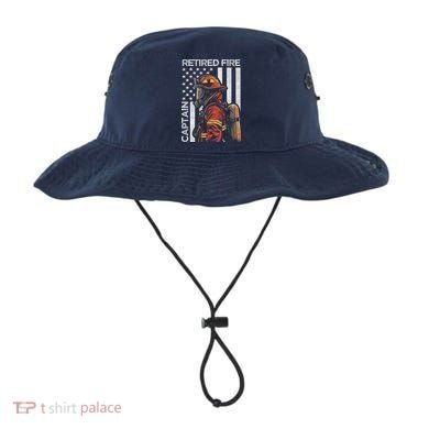 Retired Fire Captain Firefighter Retirement American Flag Bucket Hat