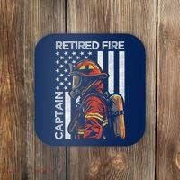 Retired Fire Captain Firefighter Retirement American Flag Coaster thumb 0