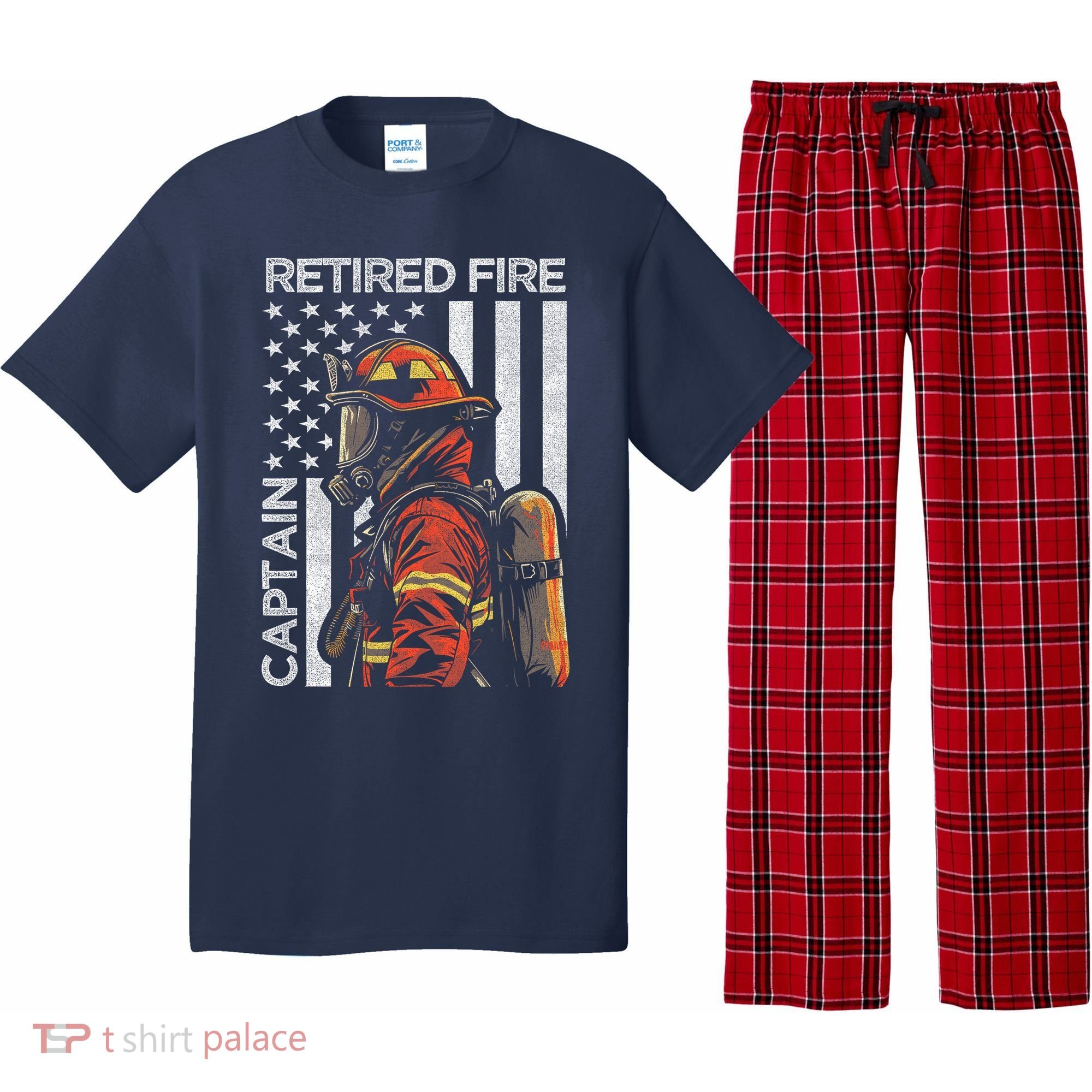 Retired Fire Captain Firefighter Retirement American Flag Pajama Set