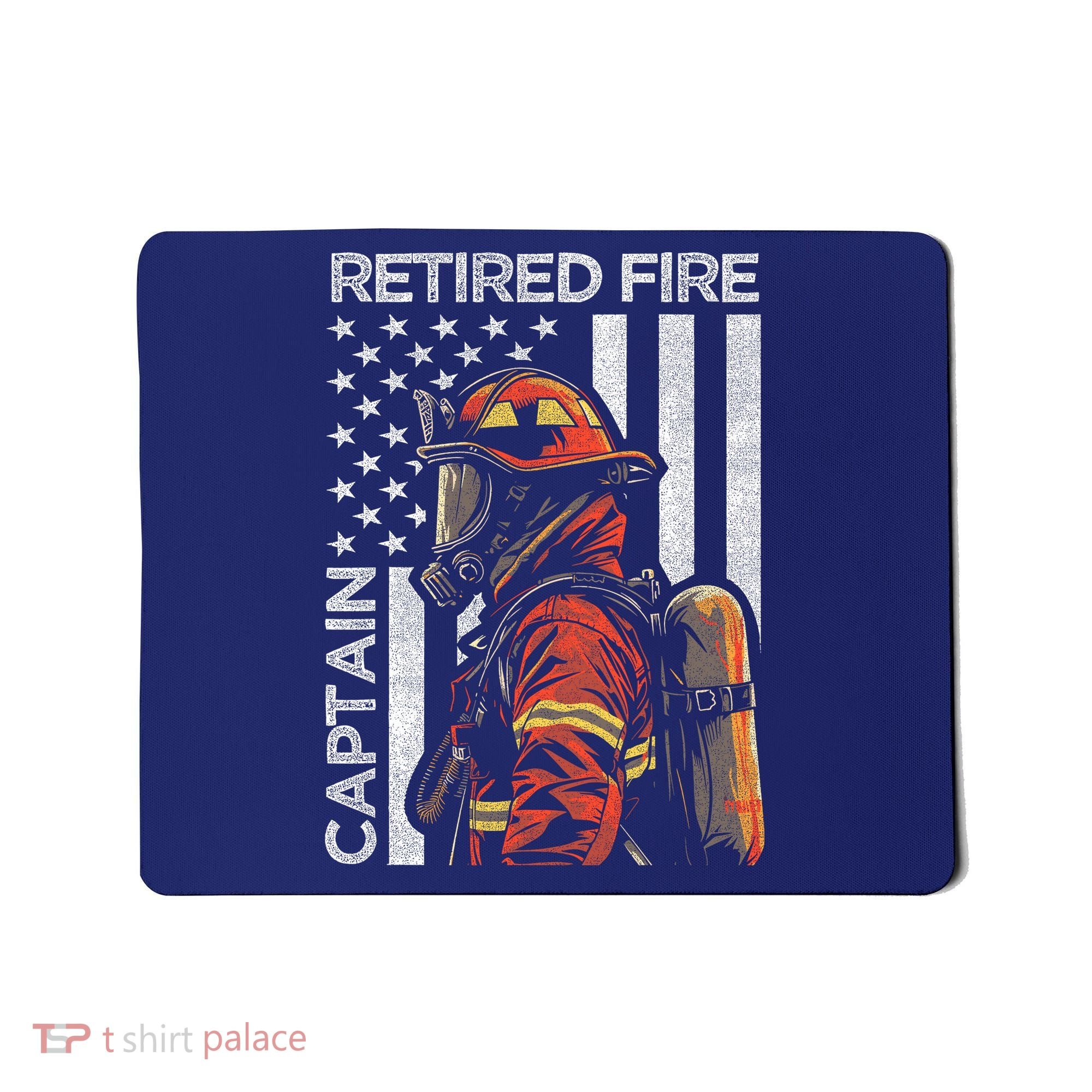 Retired Fire Captain Firefighter Retirement American Flag Mousepad