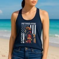 Retired Fire Captain Firefighter Retirement American Flag Women's Tank Top thumb 2