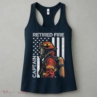 Retired Fire Captain Firefighter Retirement American Flag Women's Tank Top thumb 3