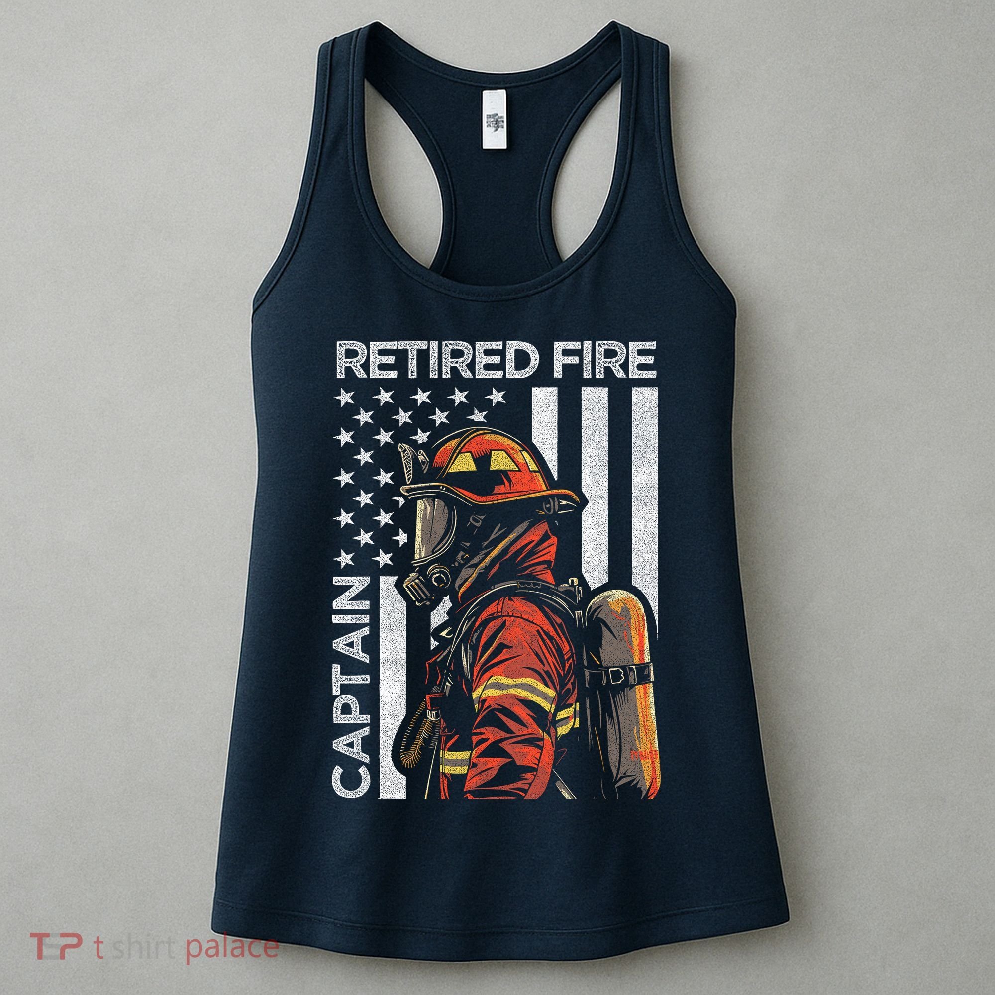 Retired Fire Captain Firefighter Retirement American Flag Women's Tank Top