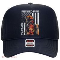 Retired Fire Captain Firefighter Retirement American Flag Hat thumb 0
