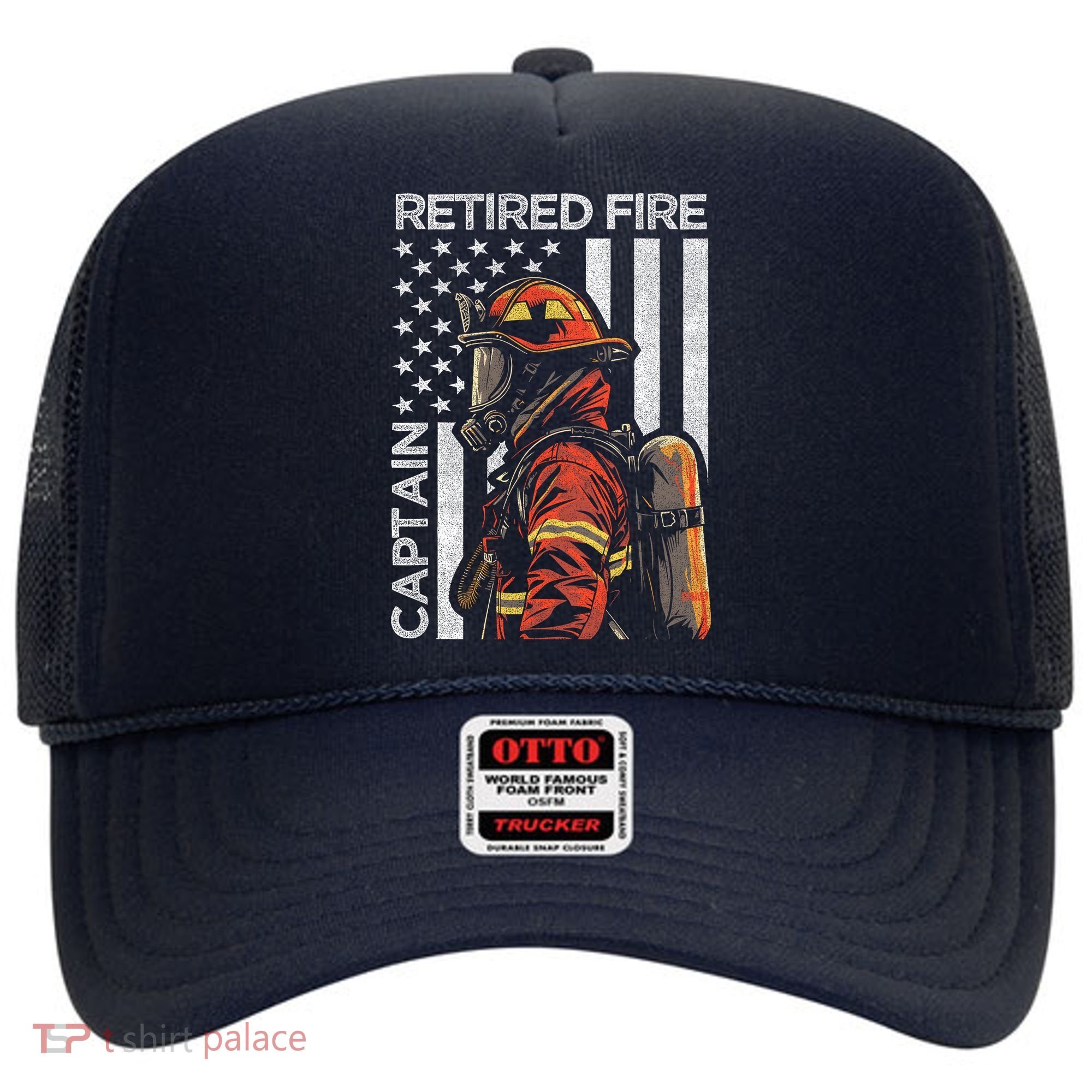 Retired Fire Captain Firefighter Retirement American Flag Hat