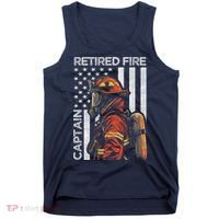 Retired Fire Captain Firefighter Retirement American Flag Tank Top thumb 0