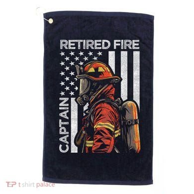 Retired Fire Captain Firefighter Retirement American Flag Golf Towel