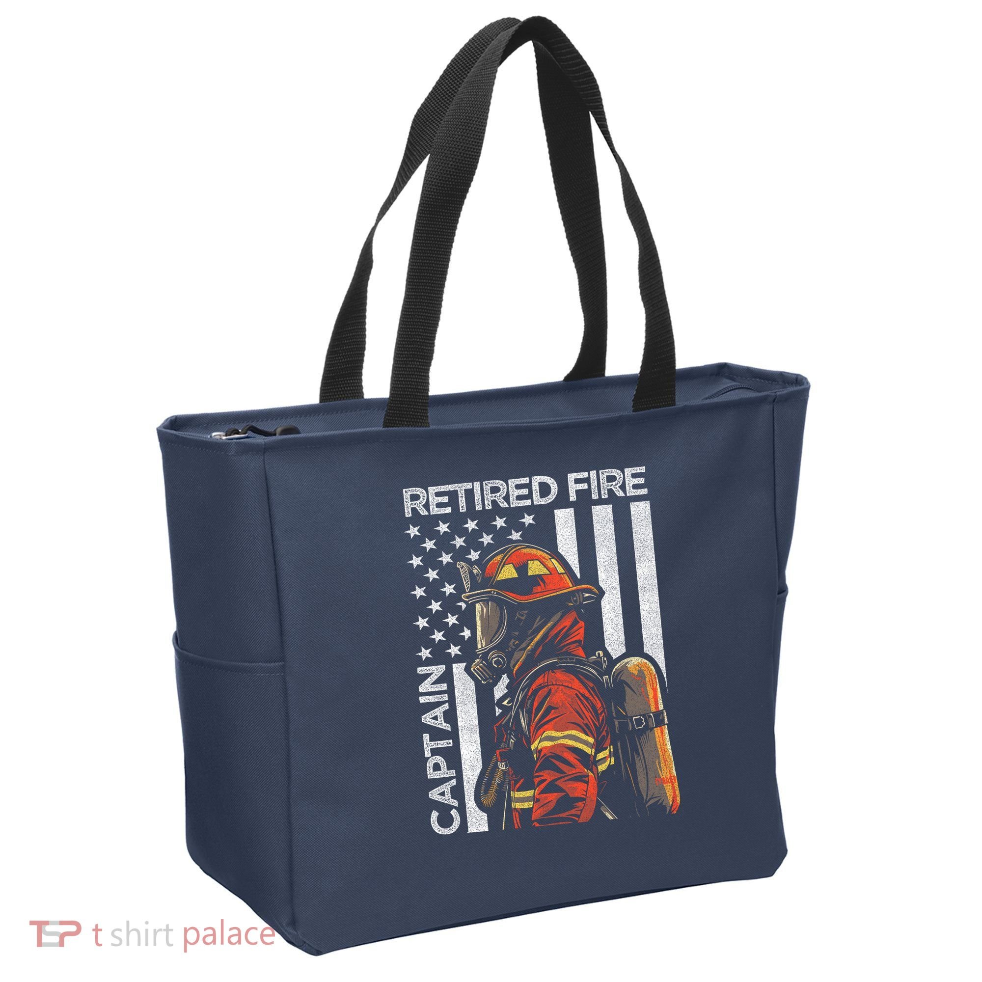 Retired Fire Captain Firefighter Retirement American Flag Tote Bag