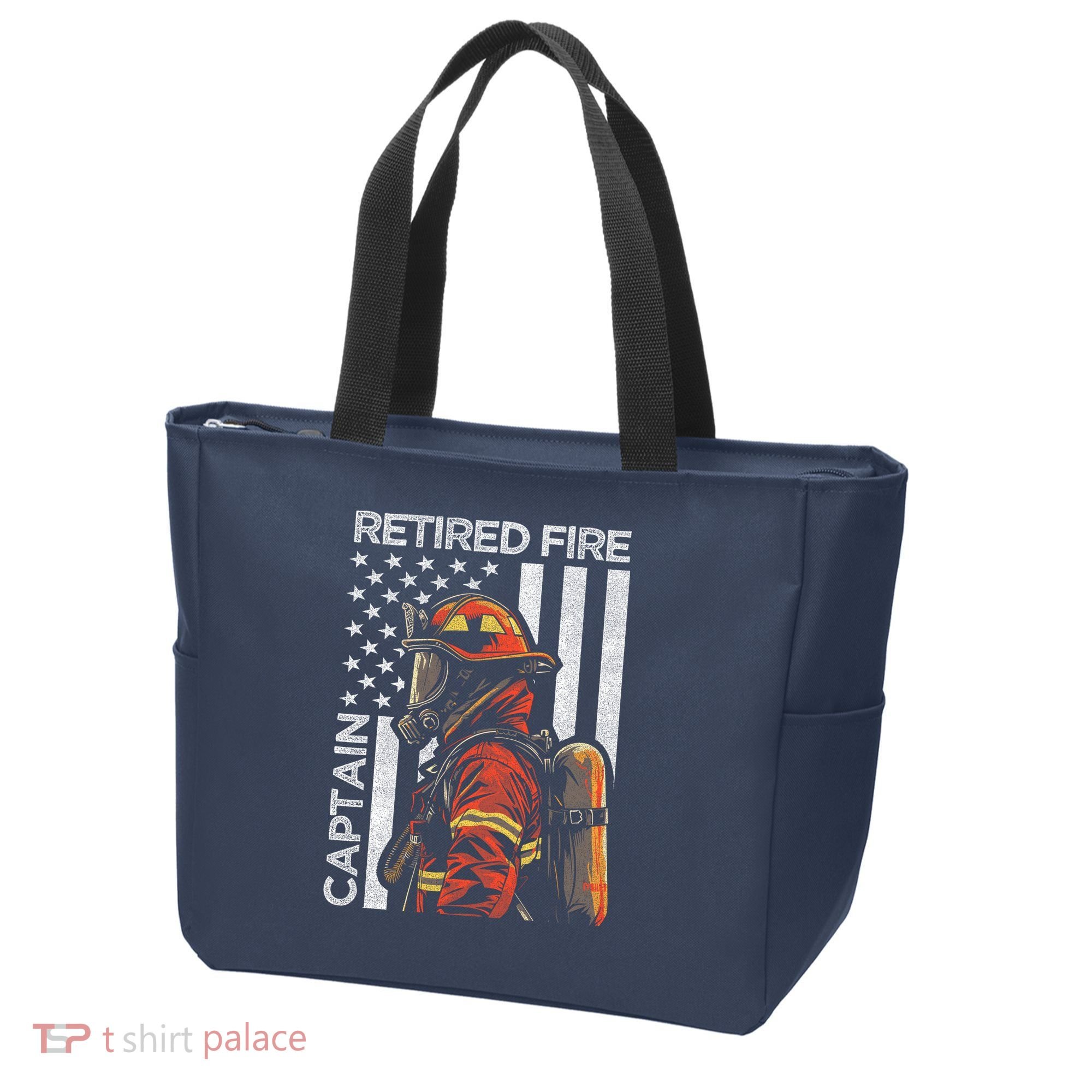 Retired Fire Captain Firefighter Retirement American Flag Tote Bag