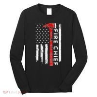Retired Fire Chief American Flag Retirement Gifts Fire Chief Long Sleeve Shirt thumb 0