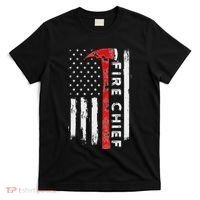 Retired Fire Chief American Flag Retirement Gifts Fire Chief T-Shirt thumb 0