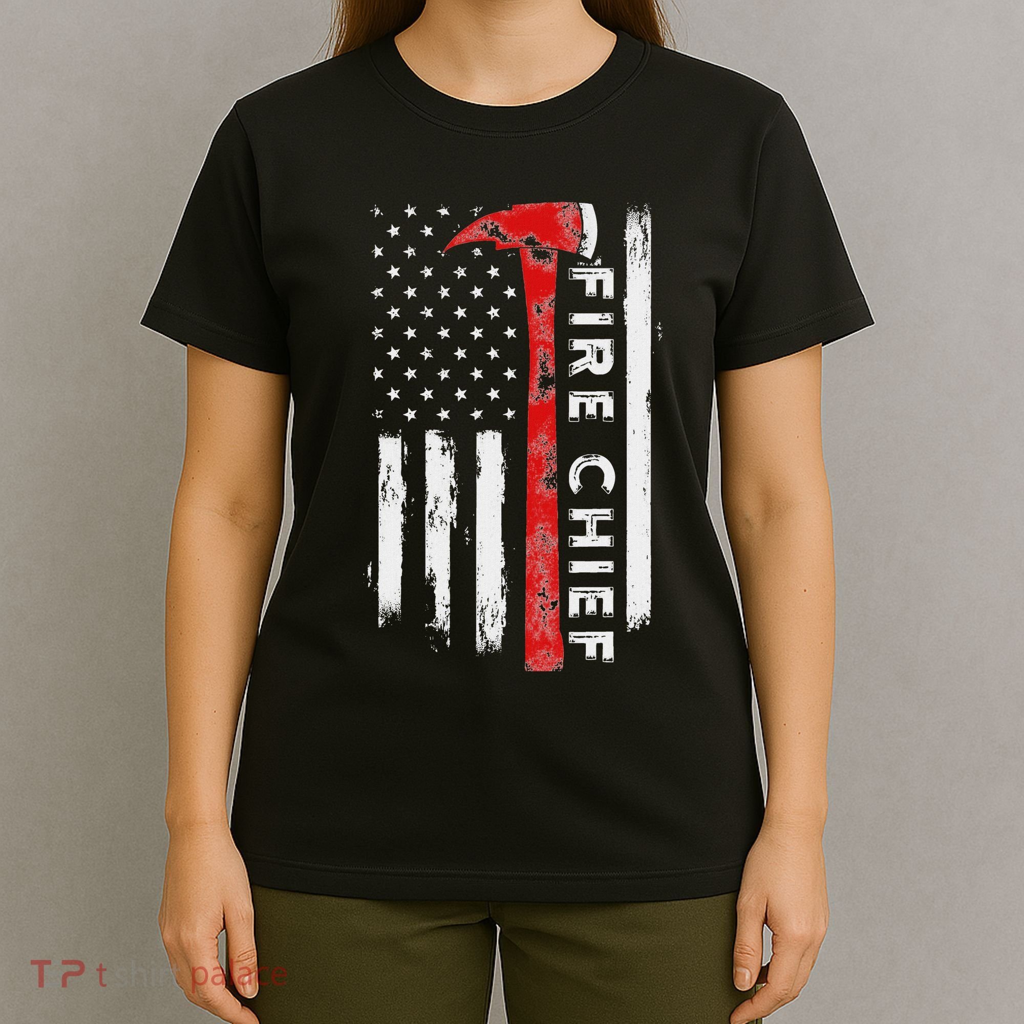 Retired Fire Chief American Flag Retirement Gifts Fire Chief T-Shirt