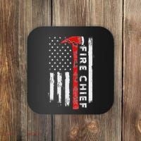 Retired Fire Chief American Flag Retirement Gifts Fire Chief Coaster thumb 0