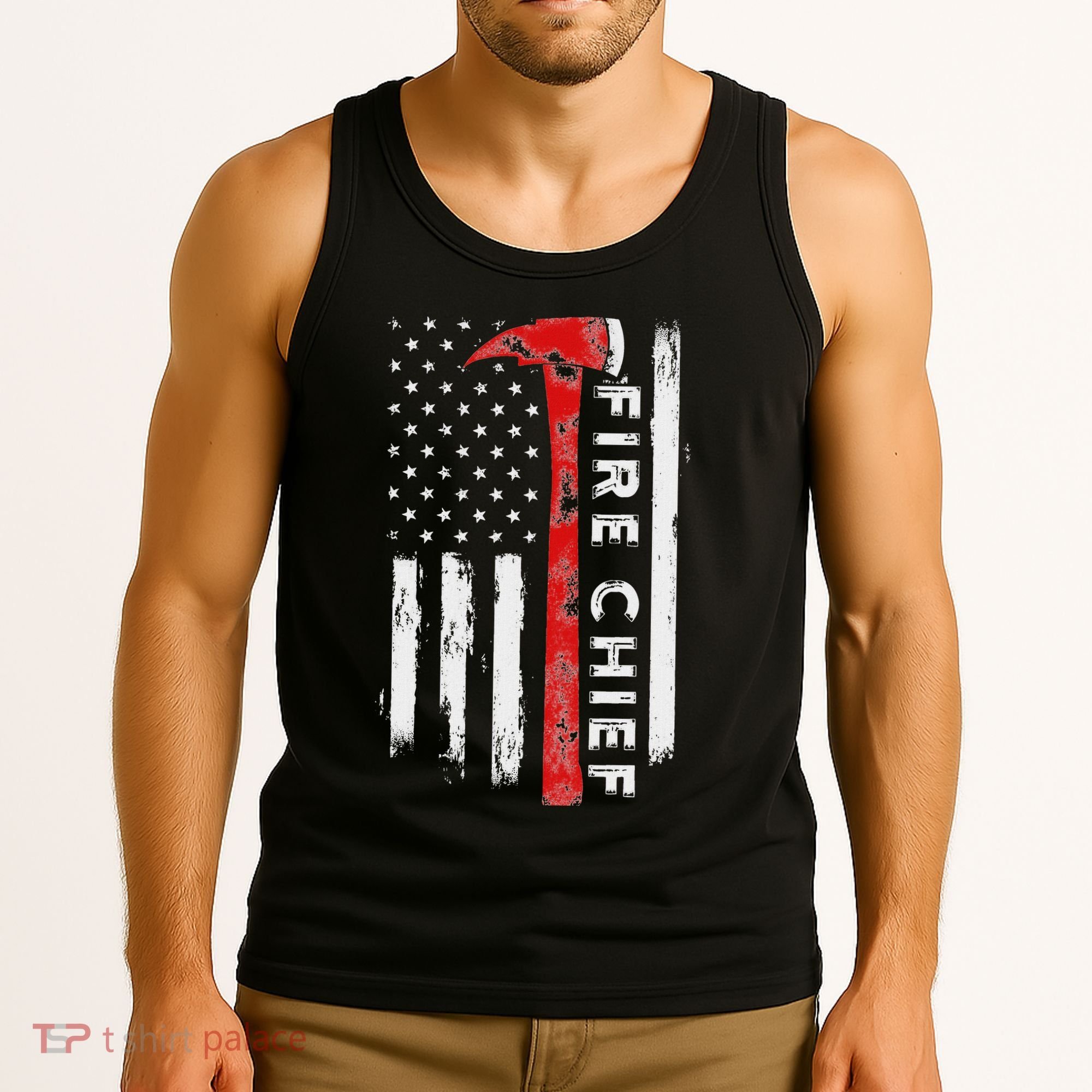 Retired Fire Chief American Flag Retirement Gifts Fire Chief Tank Top