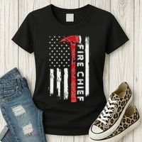 Retired Fire Chief American Flag Retirement Gifts Fire Chief Women's T-Shirt thumb 3