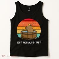 Retro Funny Capybara DonT Worry Be Capy Tank Top thumb 2