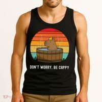 Retro Funny Capybara DonT Worry Be Capy Tank Top thumb 3
