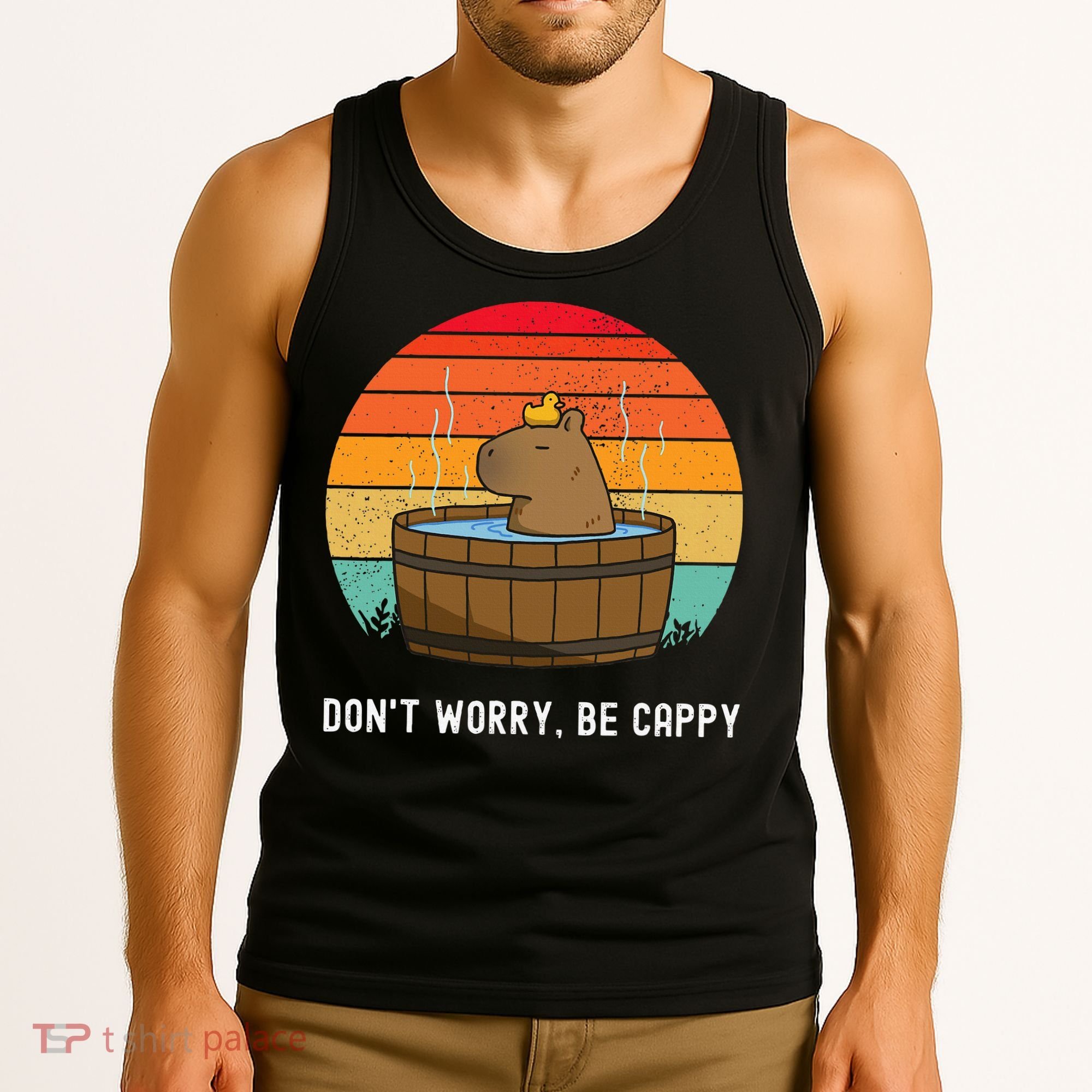 Retro Funny Capybara DonT Worry Be Capy Tank Top