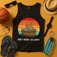 Retro Funny Capybara DonT Worry Be Capy Tank Top thumb 4