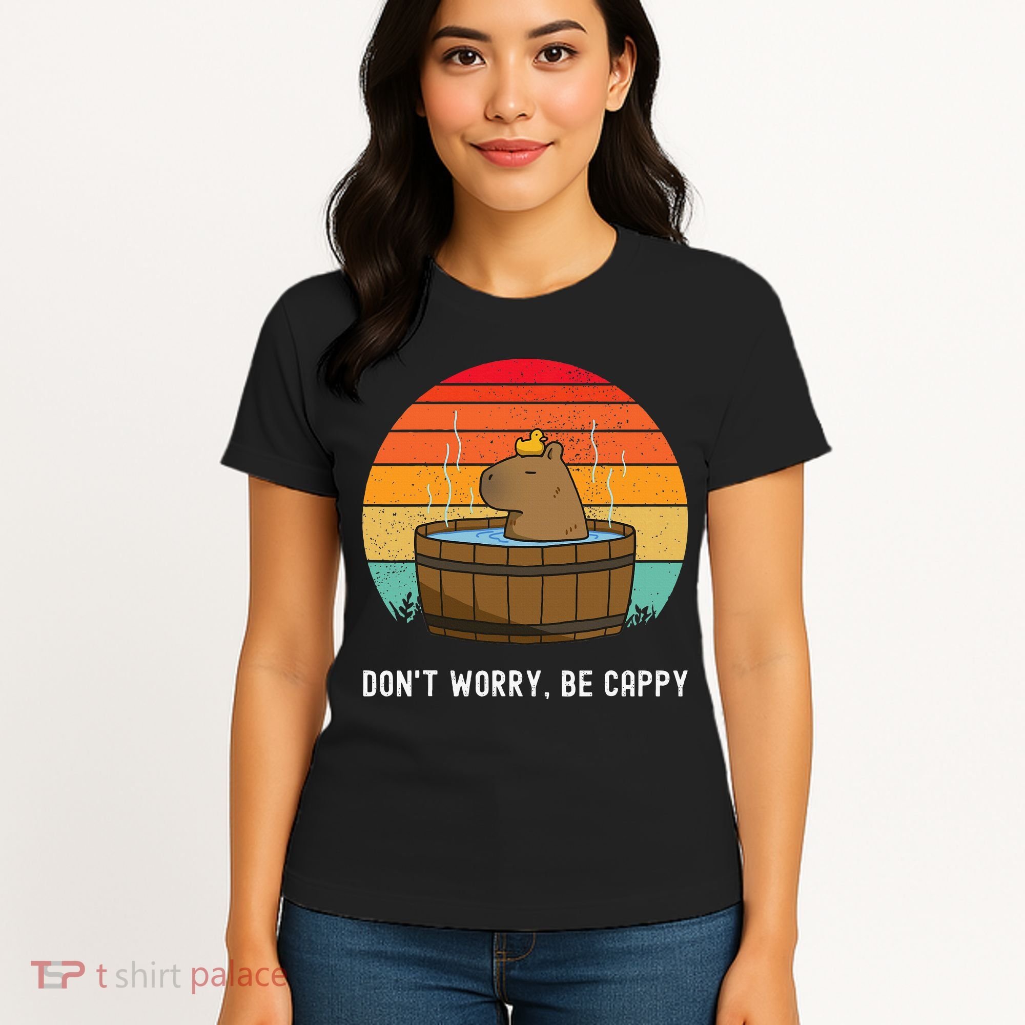 Retro Funny Capybara DonT Worry Be Capy Women's T-Shirt