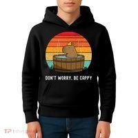 Retro Funny Capybara DonT Worry Be Capy Kids Hoodie thumb 4