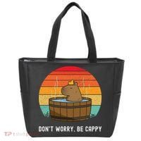 Retro Funny Capybara DonT Worry Be Capy Tote Bag thumb 0