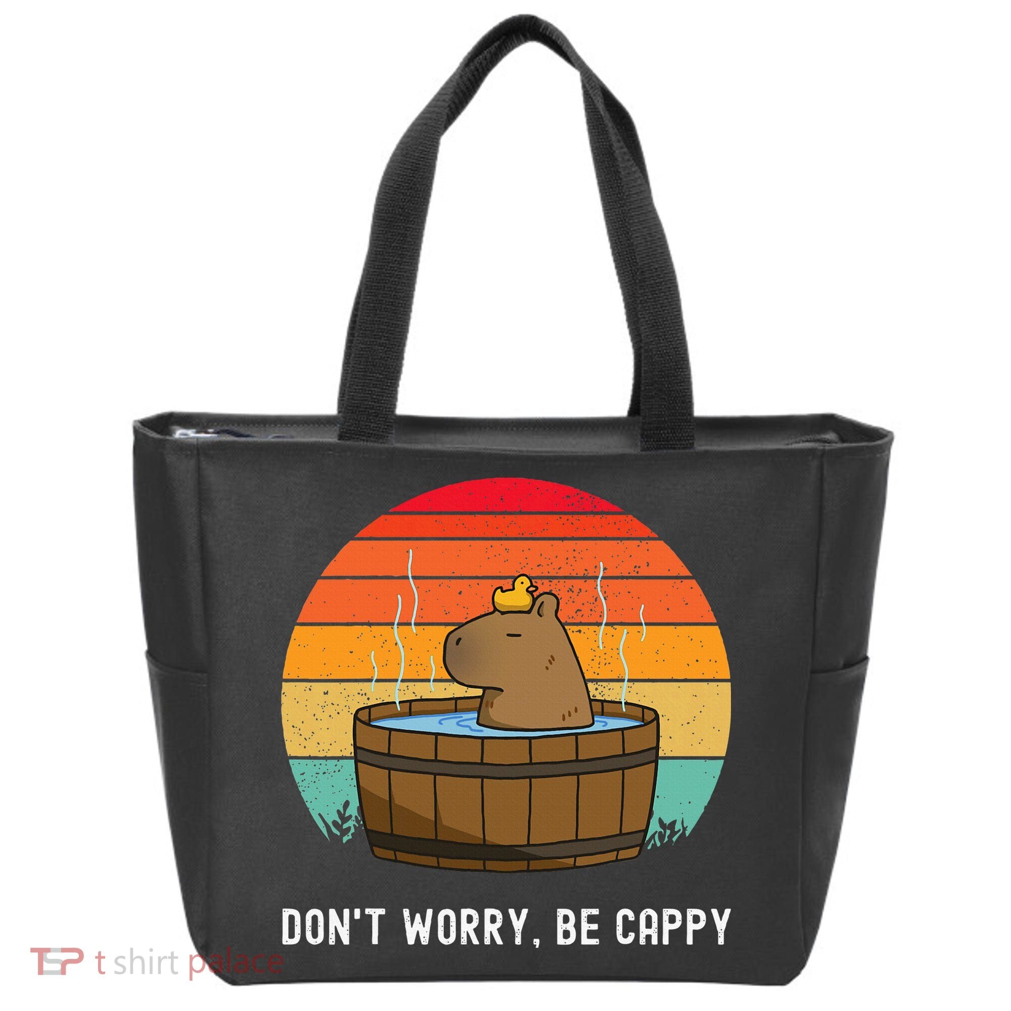Retro Funny Capybara DonT Worry Be Capy Tote Bag