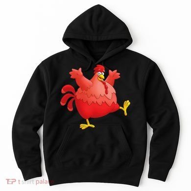Red Fat Chubby Chicken Bird Cock Cartoon Art Hoodie