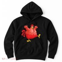 Red Fat Chubby Chicken Bird Cock Cartoon Art Hoodie thumb 0