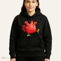 Red Fat Chubby Chicken Bird Cock Cartoon Art Hoodie thumb 5