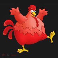 Red Fat Chubby Chicken Bird Cock Cartoon Art Long Sleeve Shirt thumb 2