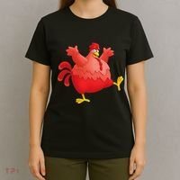 Red Fat Chubby Chicken Bird Cock Cartoon Art T-Shirt thumb 4