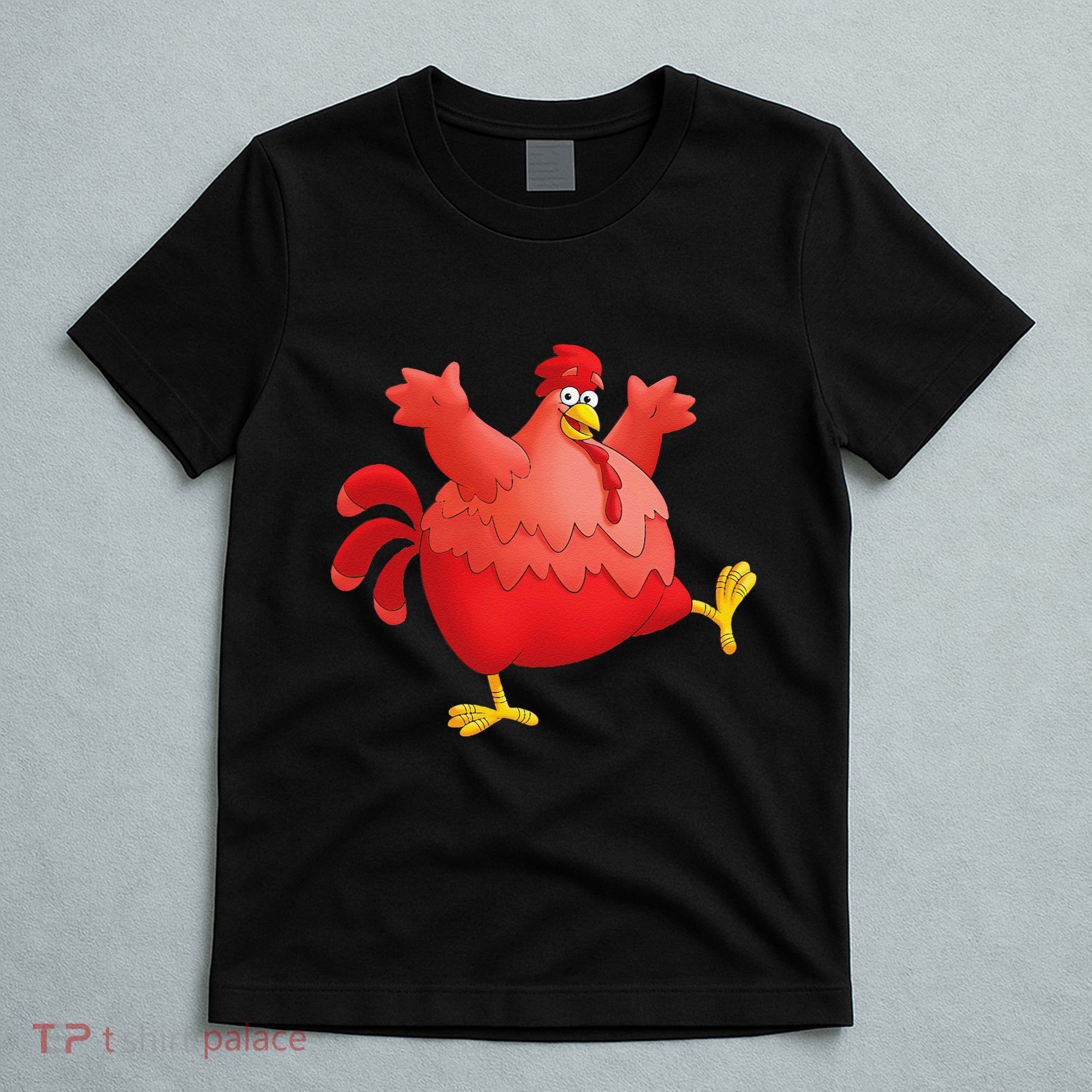 Red Fat Chubby Chicken Bird Cock Cartoon Art T-Shirt