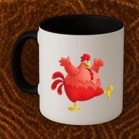 Red Fat Chubby Chicken Bird Cock Cartoon Art Coffee Mug thumb 2