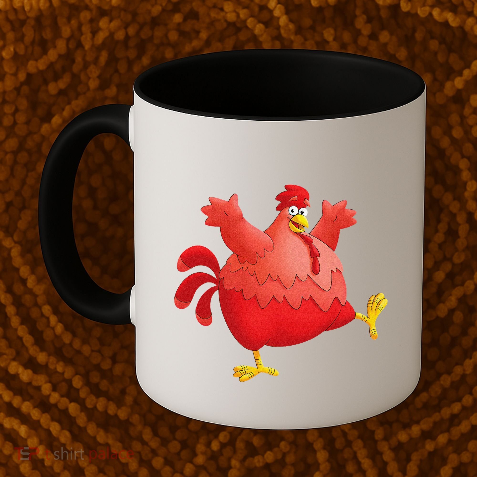 Red Fat Chubby Chicken Bird Cock Cartoon Art Coffee Mug
