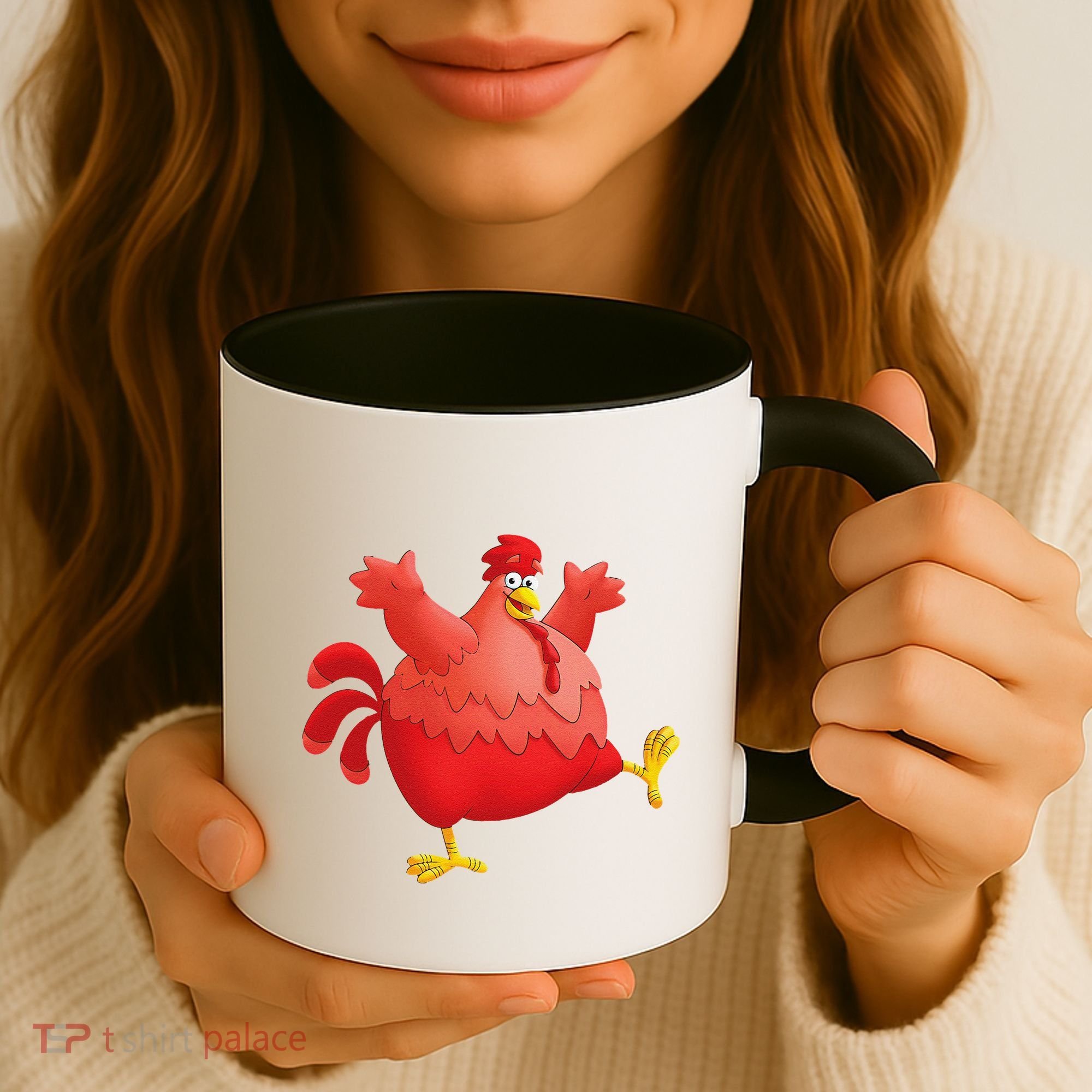 Red Fat Chubby Chicken Bird Cock Cartoon Art Coffee Mug