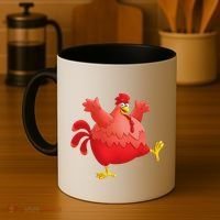 Red Fat Chubby Chicken Bird Cock Cartoon Art Coffee Mug thumb 4