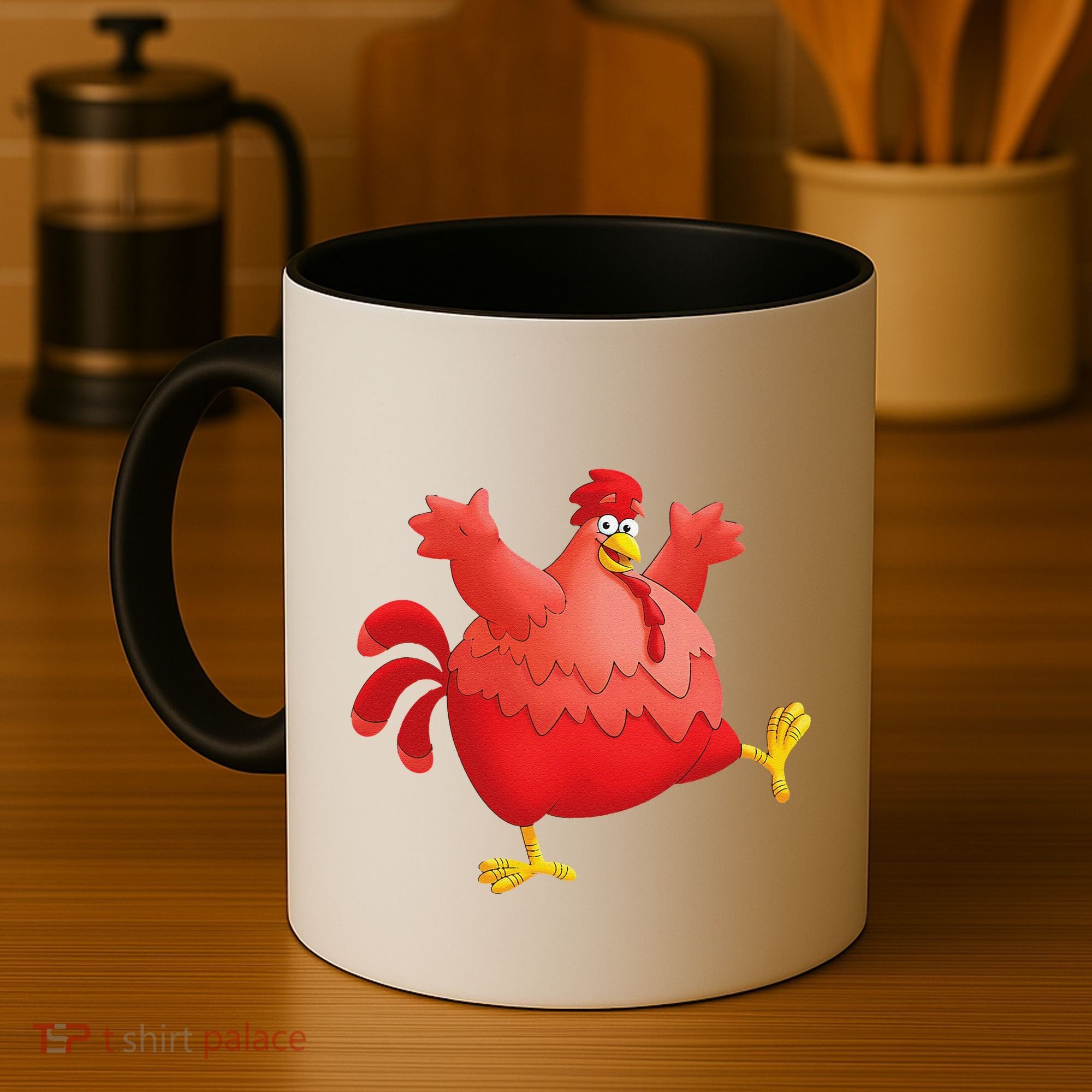 Red Fat Chubby Chicken Bird Cock Cartoon Art Coffee Mug