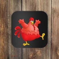 Red Fat Chubby Chicken Bird Cock Cartoon Art Coaster thumb 0