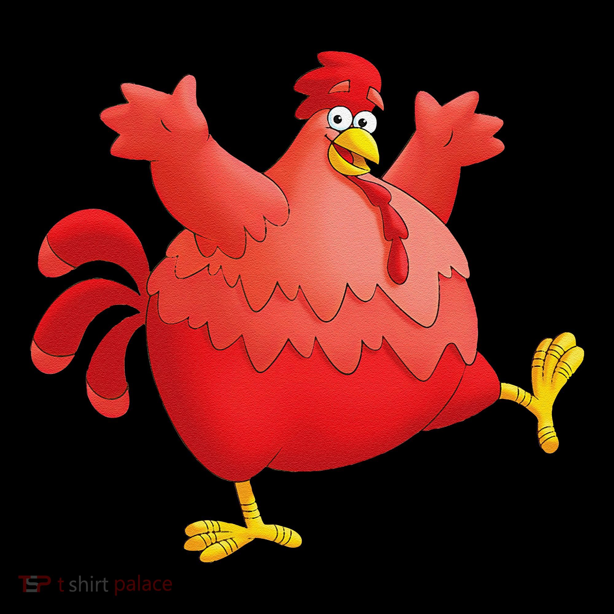 Red Fat Chubby Chicken Bird Cock Cartoon Art Women's Hoodie