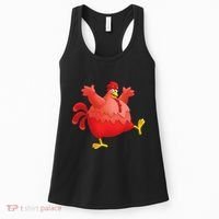 Red Fat Chubby Chicken Bird Cock Cartoon Art Women's Tank Top thumb 0