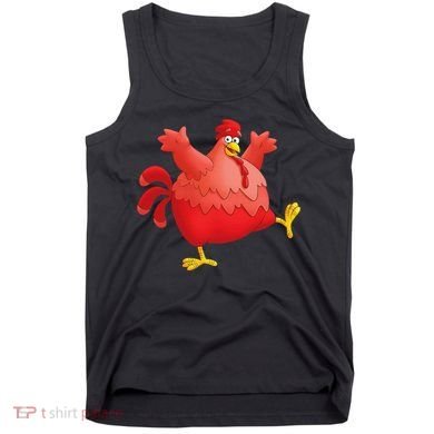 Red Fat Chubby Chicken Bird Cock Cartoon Art Tank Top