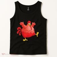 Red Fat Chubby Chicken Bird Cock Cartoon Art Tank Top thumb 2