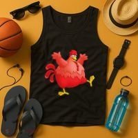 Red Fat Chubby Chicken Bird Cock Cartoon Art Tank Top thumb 4