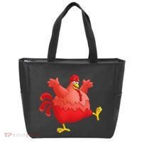 Red Fat Chubby Chicken Bird Cock Cartoon Art Tote Bag thumb 0