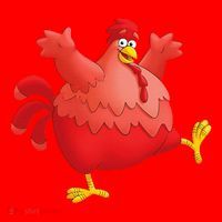 Red Fat Chubby Chicken Bird Cock Cartoon Art Santa Hat thumb 1