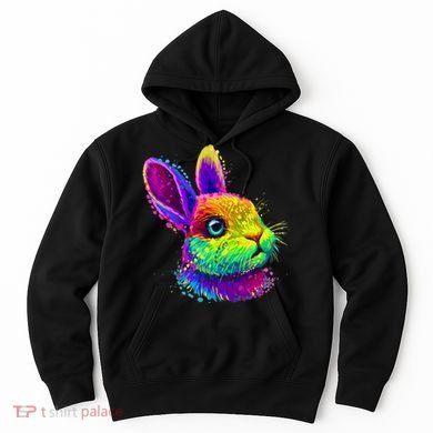 Rabbit Face Colorful Water Color Abstract Head Hoodie