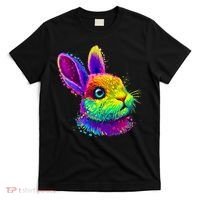 Rabbit Face Colorful Water Color Abstract Head T-Shirt thumb 0