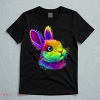 Rabbit Face Colorful Water Color Abstract Head T-Shirt thumb 5