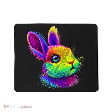 Rabbit Face Colorful Water Color Abstract Head Mousepad